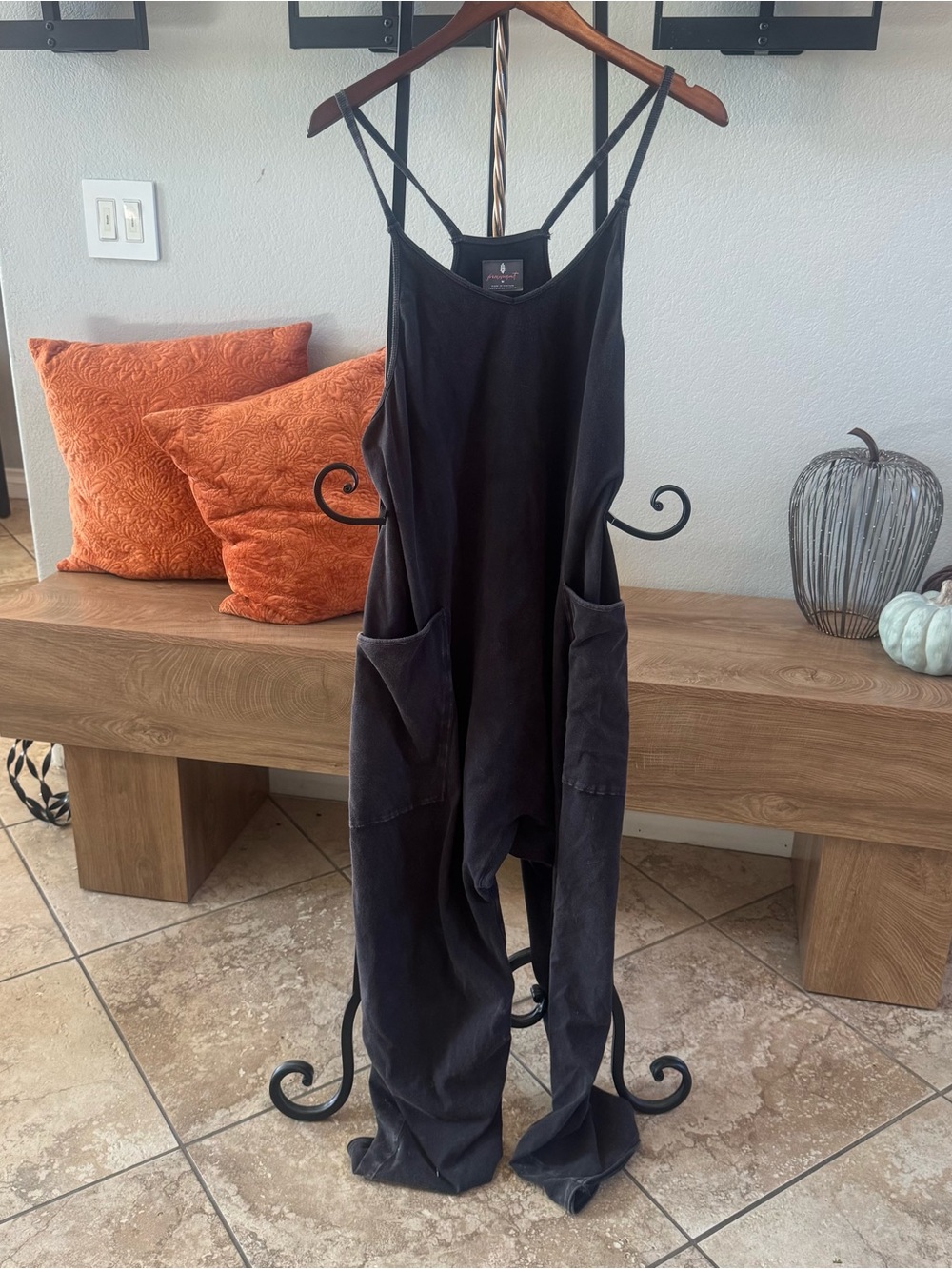 FP Movement by Free People Black Wide-Leg Pocket Jumpsuit with Double Straps